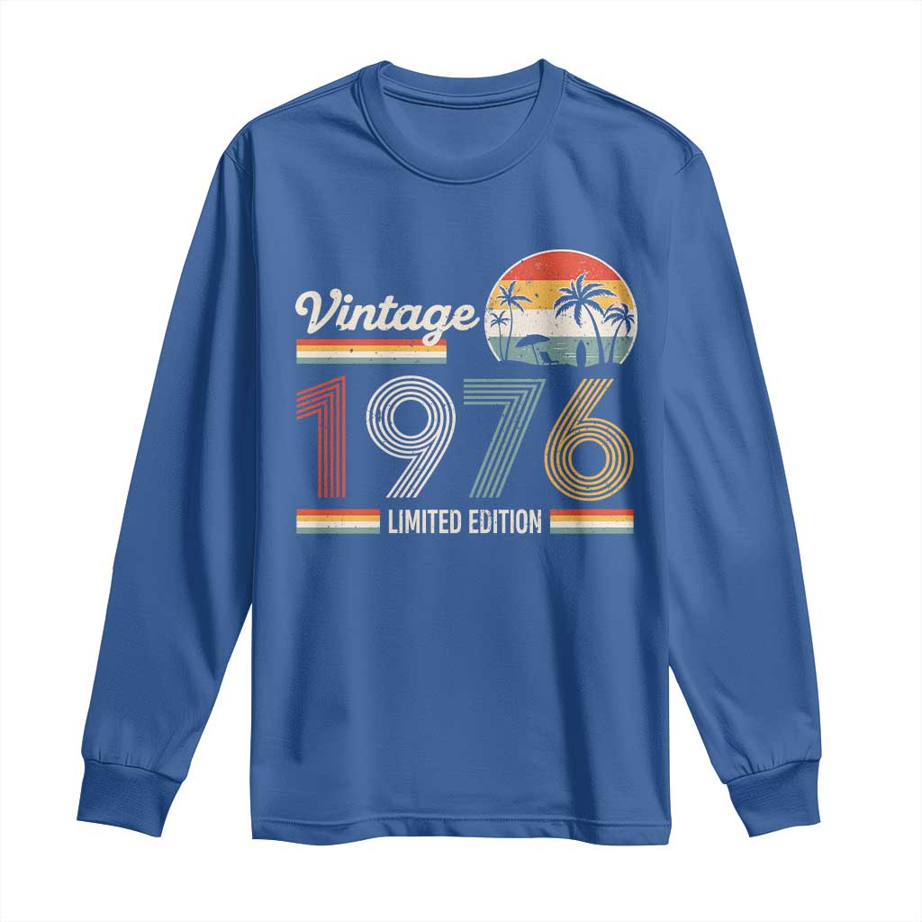 Vintage 1976 Limited Edition Long Sleeve Shirt Retro Sunset 50th Birthday Graphic TS02 Royal Blue Print Your Wear