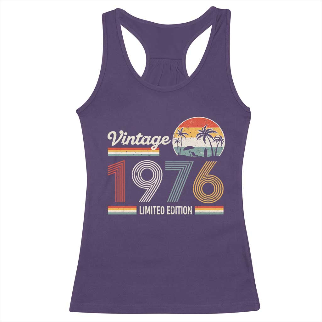 Vintage 1976 Limited Edition Racerback Tank Top Retro Sunset 50th Birthday Graphic TS02 Purple Print Your Wear