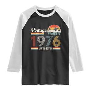 Vintage 1976 Limited Edition Raglan Shirt Retro Sunset 50th Birthday Graphic TS02 Black White Print Your Wear