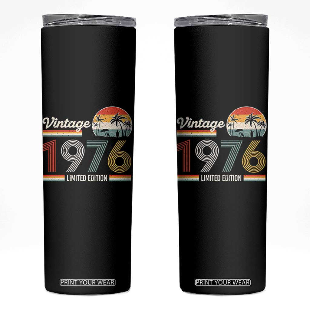 Vintage 1976 Limited Edition Skinny Tumbler Retro Sunset 50th Birthday Graphic TS02 Black Print Your Wear