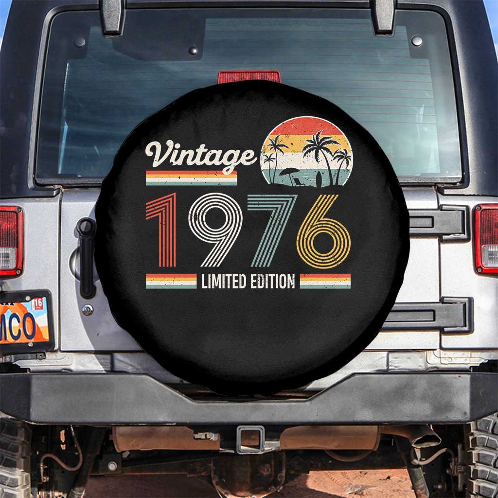Vintage 1976 Limited Edition Spare Tire Cover Retro Sunset 50th Birthday Graphic TS02 No hole Black Print Your Wear