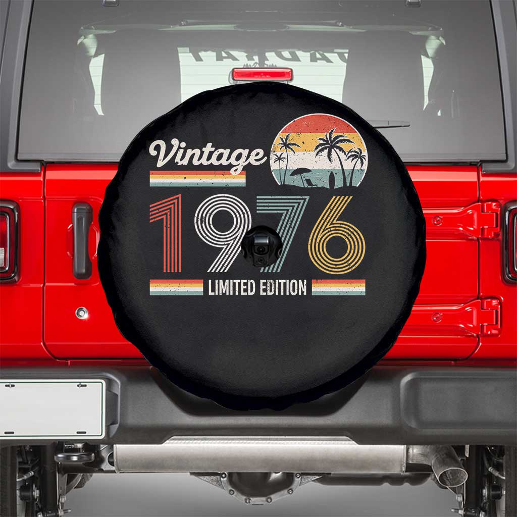 Vintage 1976 Limited Edition Spare Tire Cover Retro Sunset 50th Birthday Graphic TS02 Black Print Your Wear