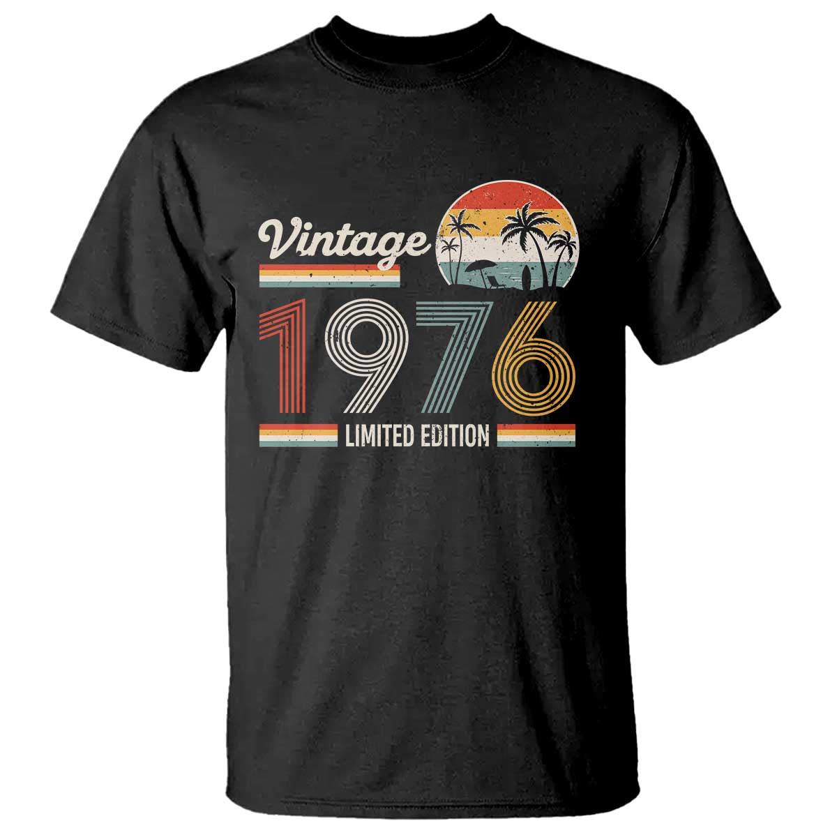 Vintage 1976 Limited Edition T Shirt Retro Sunset 50th Birthday Graphic TS02 Black Print Your Wear