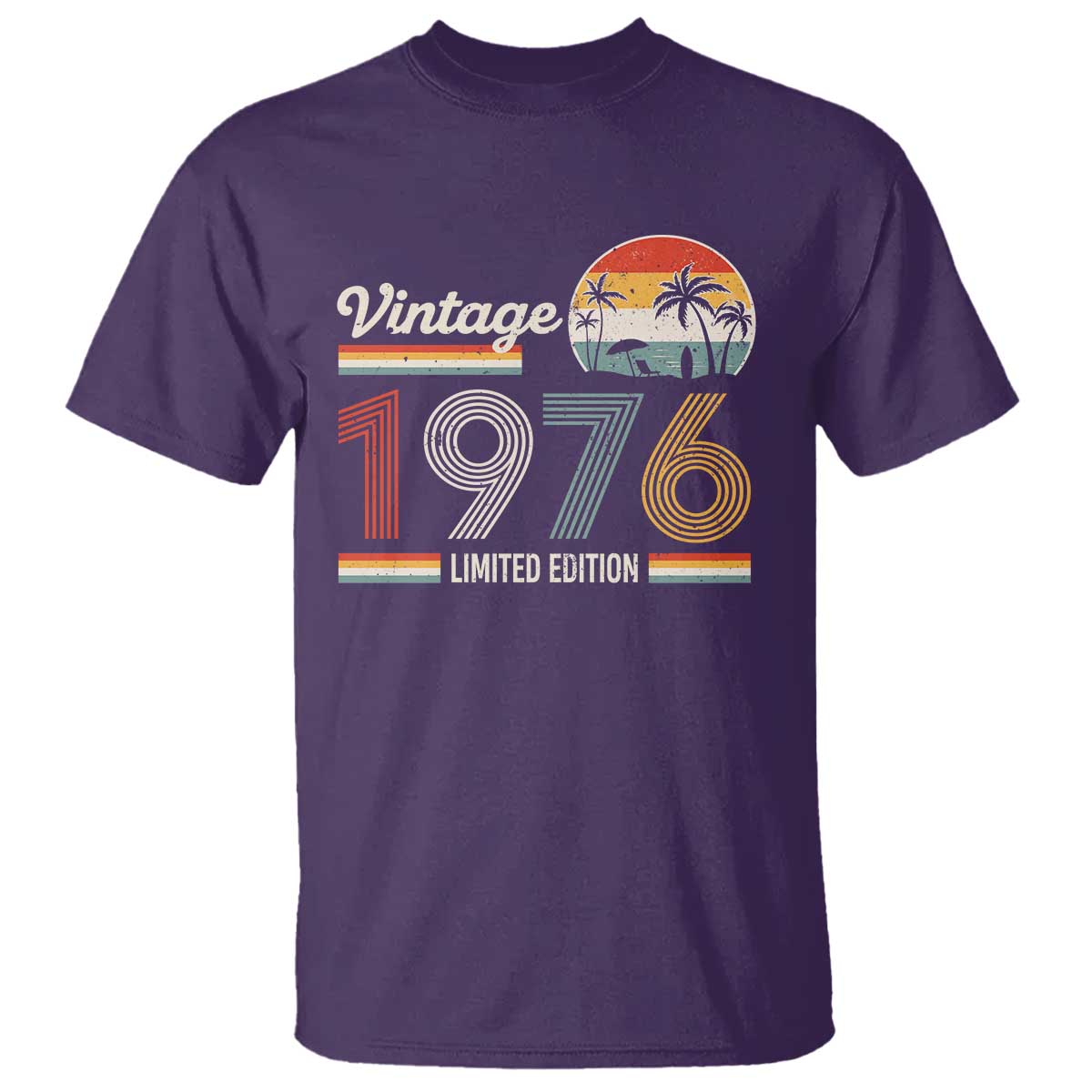 Vintage 1976 Limited Edition T Shirt Retro Sunset 50th Birthday Graphic TS02 Purple Print Your Wear