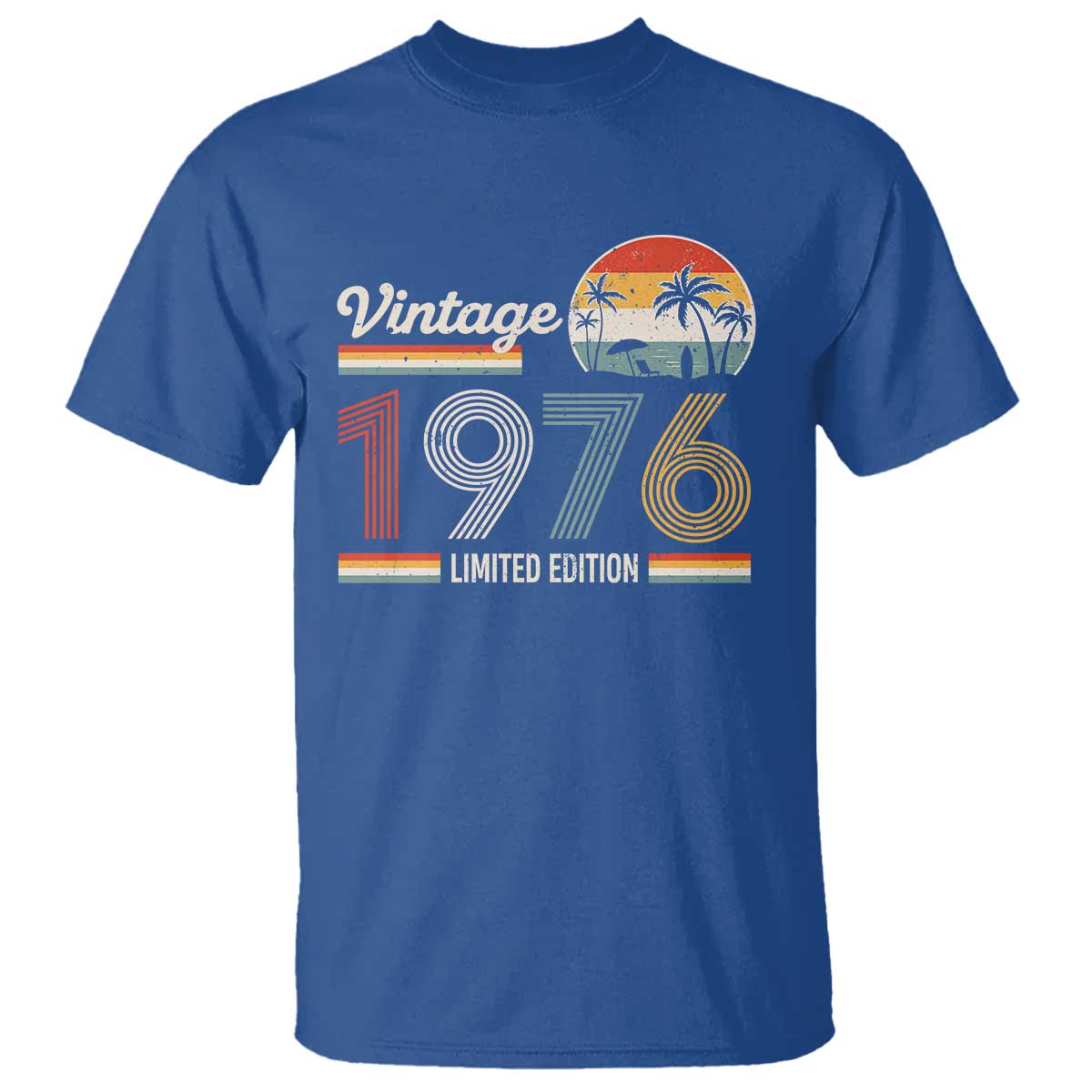 Vintage 1976 Limited Edition T Shirt Retro Sunset 50th Birthday Graphic TS02 Royal Blue Print Your Wear