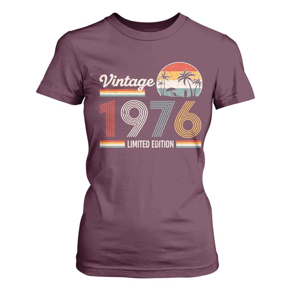 Vintage 1976 Limited Edition T Shirt For Women Retro Sunset 50th Birthday Graphic TS02 Maroon Print Your Wear