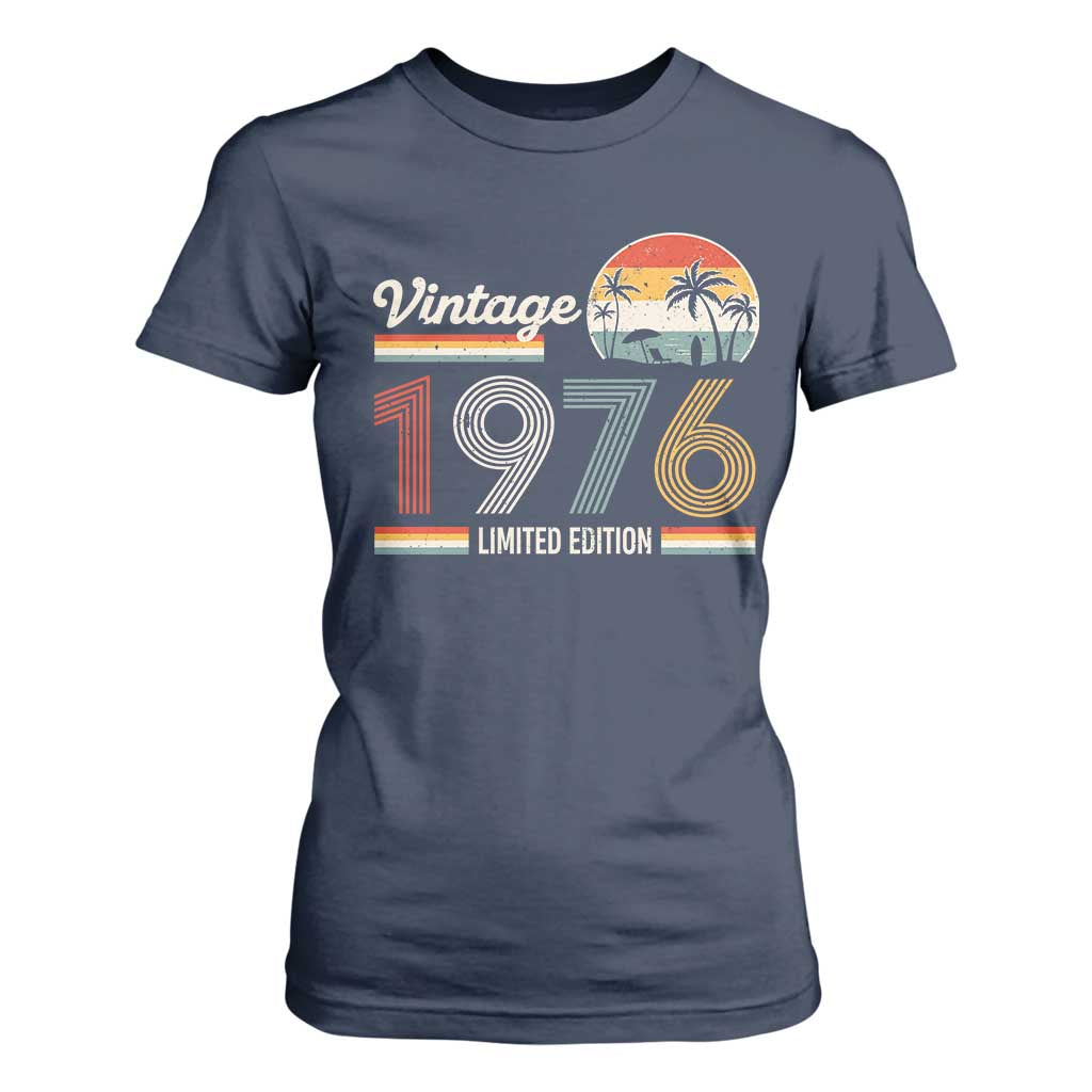 Vintage 1976 Limited Edition T Shirt For Women Retro Sunset 50th Birthday Graphic TS02 Navy Print Your Wear