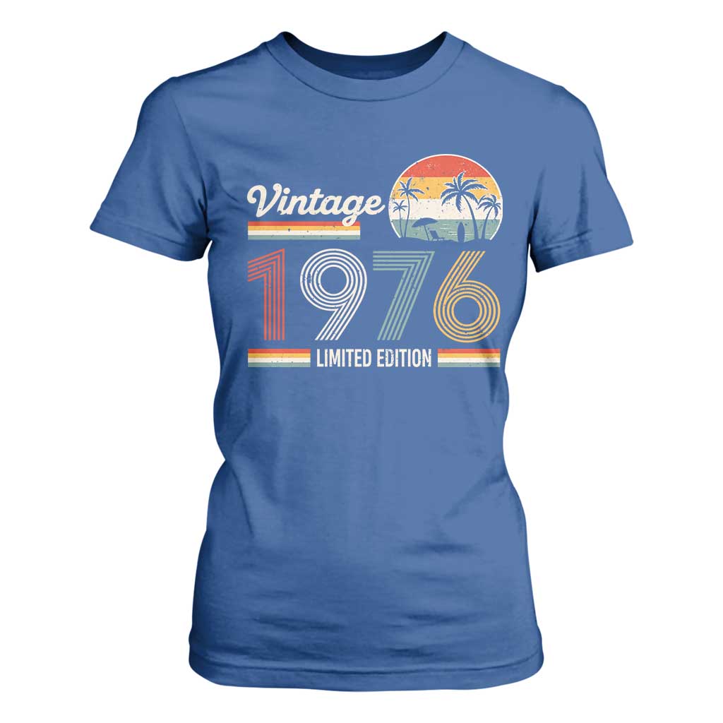 Vintage 1976 Limited Edition T Shirt For Women Retro Sunset 50th Birthday Graphic TS02 Royal Blue Print Your Wear