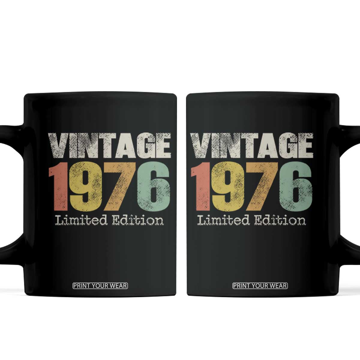 Vintage 1976 Limited Edition Coffee Mug Distressed Retro Typography 50th Birthday