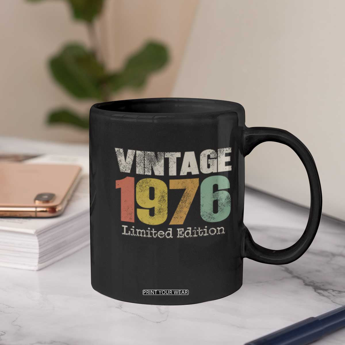 Vintage 1976 Limited Edition Coffee Mug Distressed Retro Typography 50th Birthday TS02 Print Your Wear