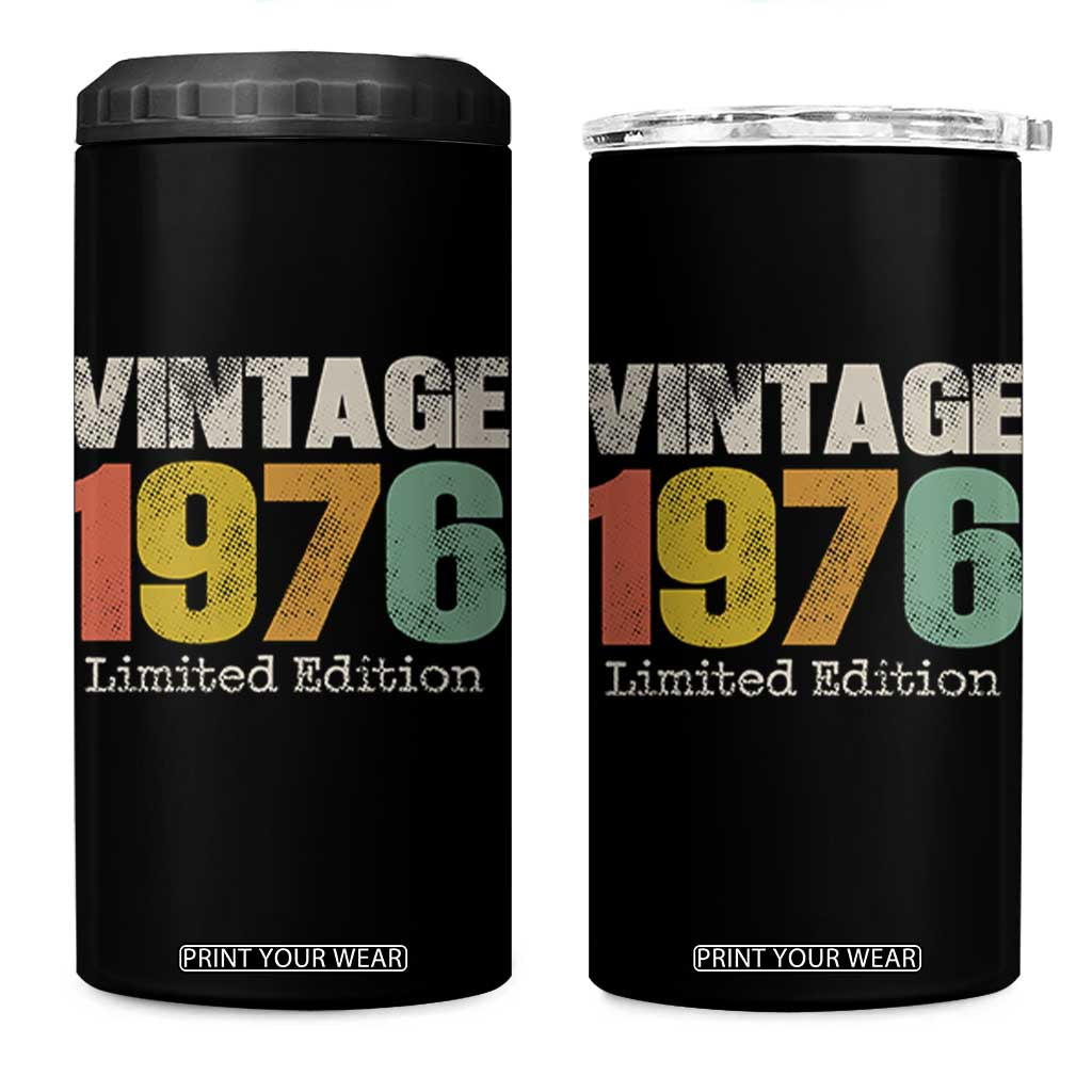 Vintage 1976 Limited Edition 4 in 1 Can Cooler Tumbler Distressed Retro Typography 50th Birthday TS02 One Size: 16 oz Black Print Your Wear
