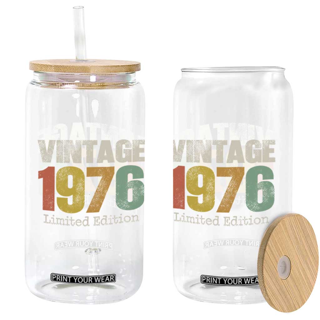 Vintage 1976 Limited Edition Glass Can Distressed Retro Typography 50th Birthday TS02 Print Your Wear