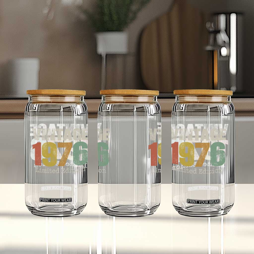 Vintage 1976 Limited Edition Glass Can Distressed Retro Typography 50th Birthday TS02 Print Your Wear