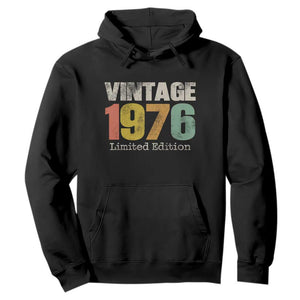 Vintage 1976 Limited Edition Hoodie Distressed Retro Typography 50th Birthday TS02 Black Print Your Wear