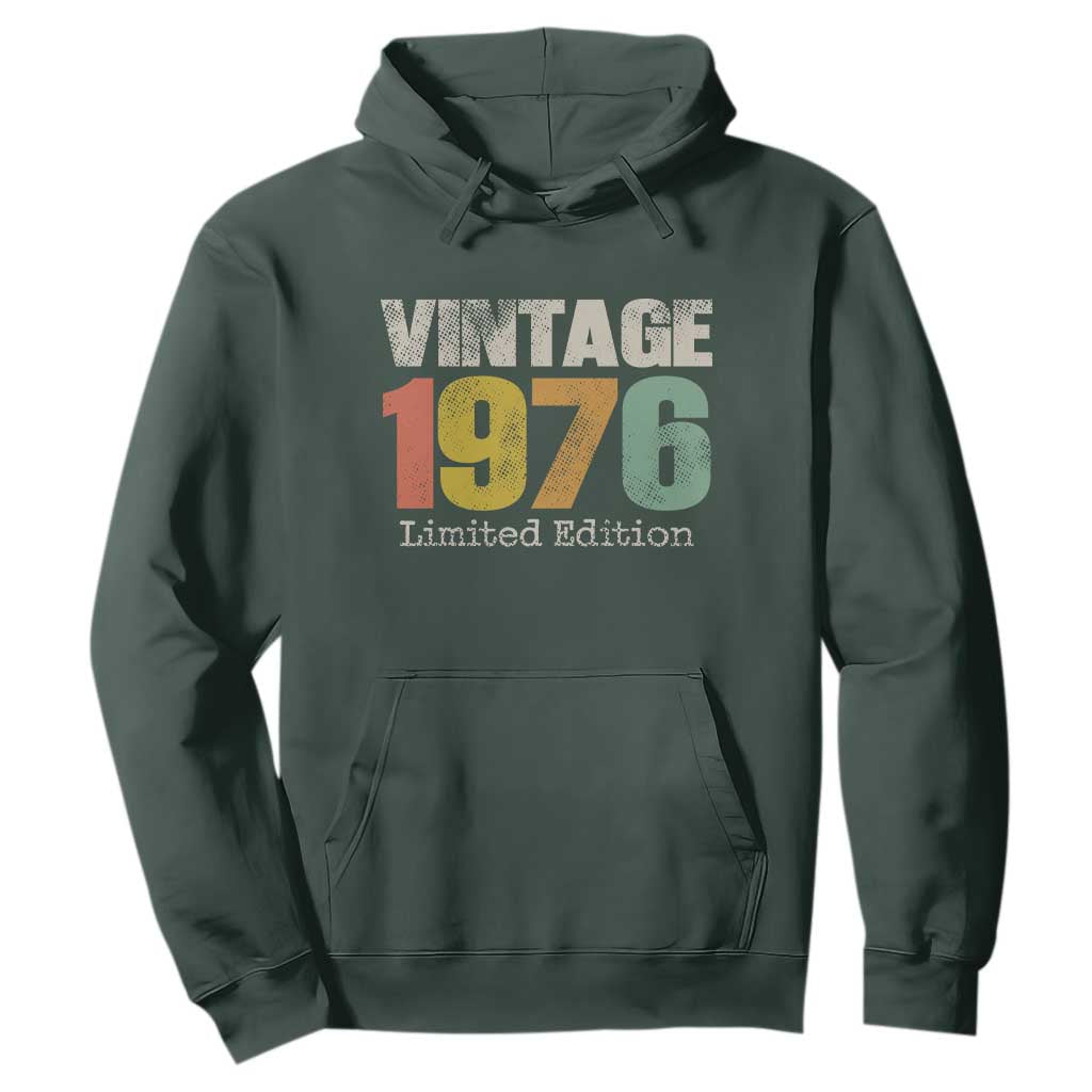 Vintage 1976 Limited Edition Hoodie Distressed Retro Typography 50th Birthday TS02 Dark Forest Green Print Your Wear
