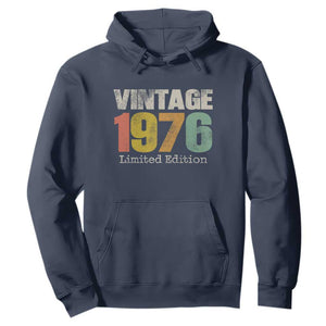 Vintage 1976 Limited Edition Hoodie Distressed Retro Typography 50th Birthday TS02 Navy Print Your Wear