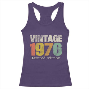 Vintage 1976 Limited Edition Racerback Tank Top Distressed Retro Typography 50th Birthday