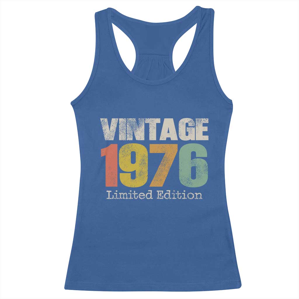 Vintage 1976 Limited Edition Racerback Tank Top Distressed Retro Typography 50th Birthday