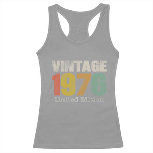 Vintage 1976 Limited Edition Racerback Tank Top Distressed Retro Typography 50th Birthday
