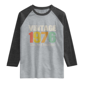 Vintage 1976 Limited Edition Raglan Shirt Distressed Retro Typography 50th Birthday TS02 Heather Gray Heather Charcoal Print Your Wear