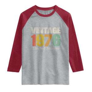 Vintage 1976 Limited Edition Raglan Shirt Distressed Retro Typography 50th Birthday TS02 Heather Gray Heather Red Print Your Wear