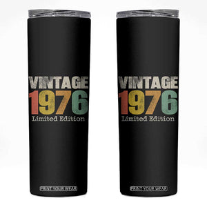Vintage 1976 Limited Edition Skinny Tumbler Distressed Retro Typography 50th Birthday TS02 Black Print Your Wear