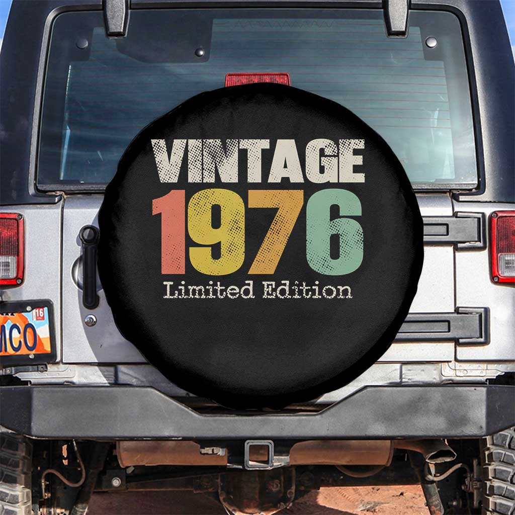 Vintage 1976 Limited Edition Spare Tire Cover Distressed Retro Typography 50th Birthday TS02 No hole Black Print Your Wear
