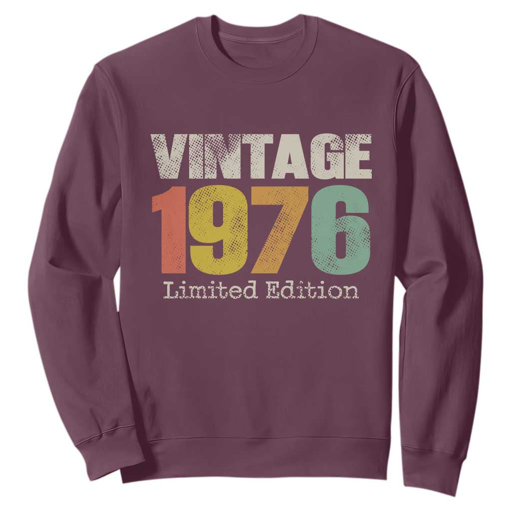 Vintage 1976 Limited Edition Sweatshirt Distressed Retro Typography 50th Birthday