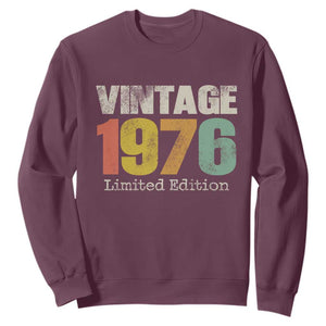Vintage 1976 Limited Edition Sweatshirt Distressed Retro Typography 50th Birthday