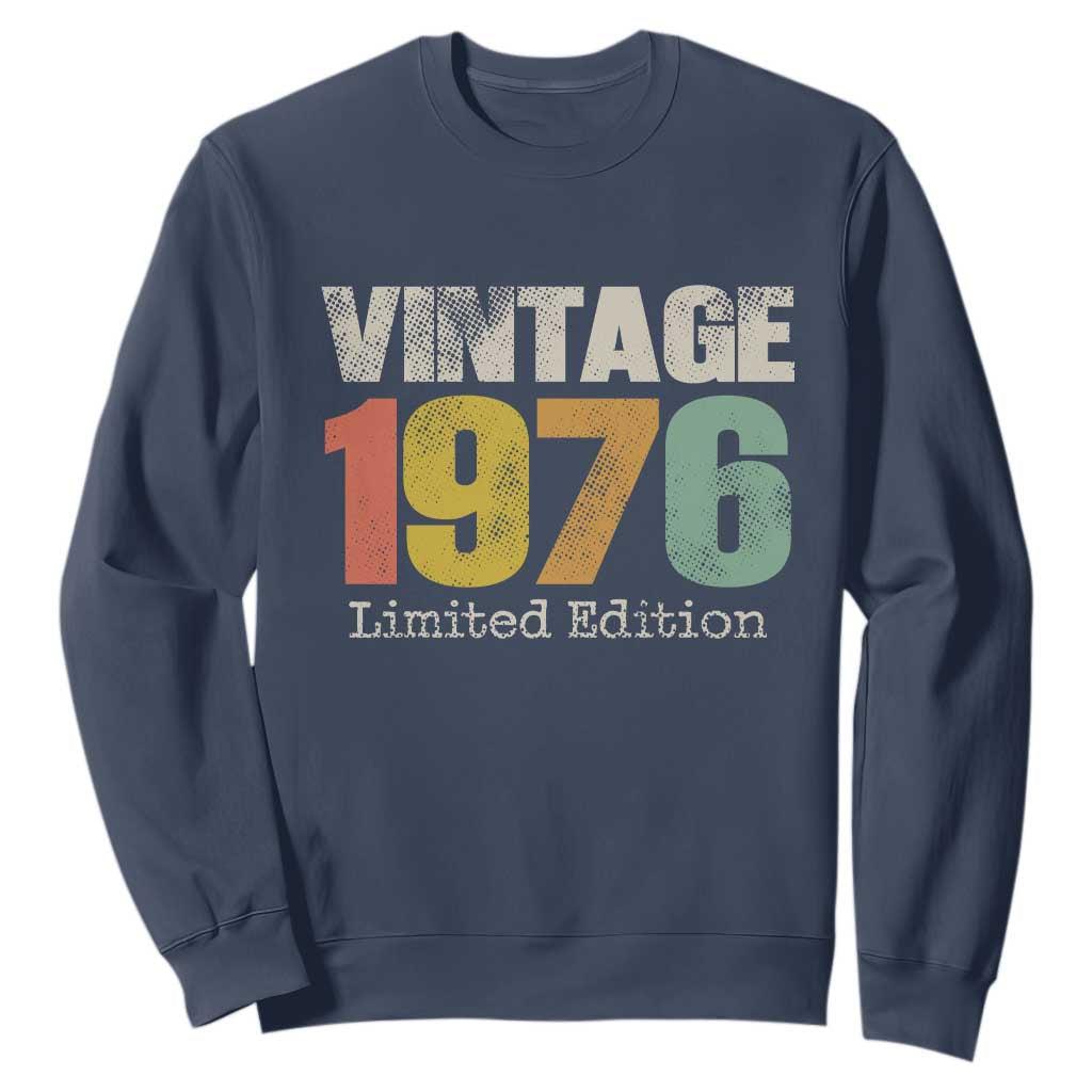Vintage 1976 Limited Edition Sweatshirt Distressed Retro Typography 50th Birthday