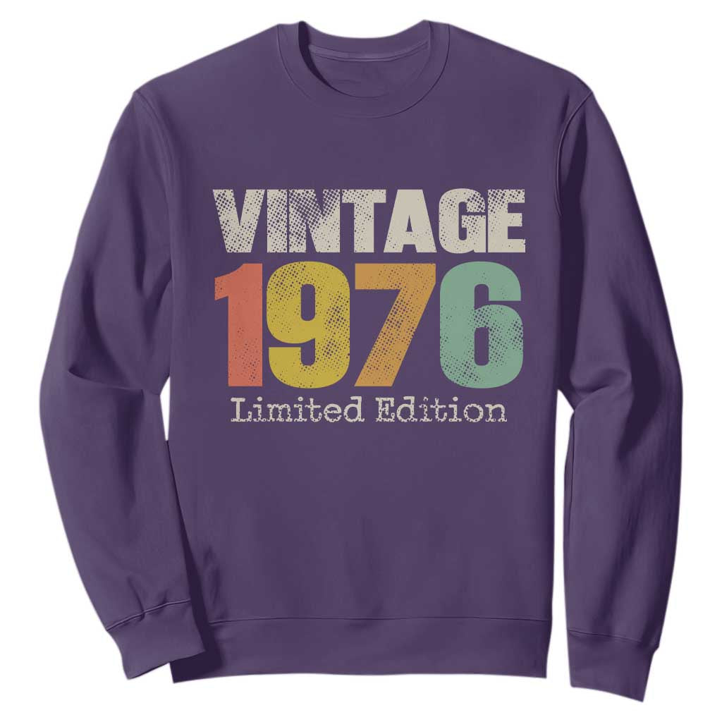 Vintage 1976 Limited Edition Sweatshirt Distressed Retro Typography 50th Birthday