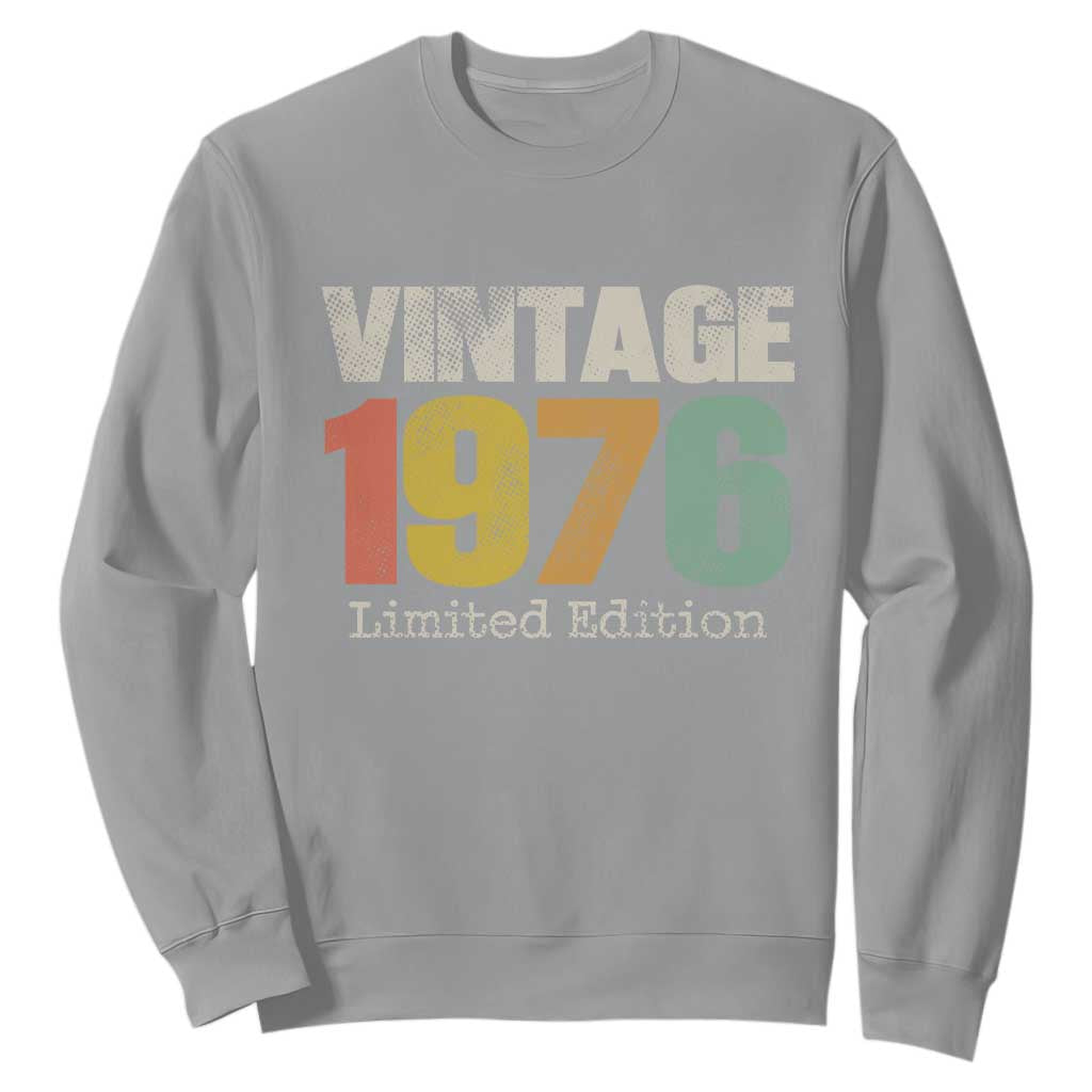 Vintage 1976 Limited Edition Sweatshirt Distressed Retro Typography 50th Birthday