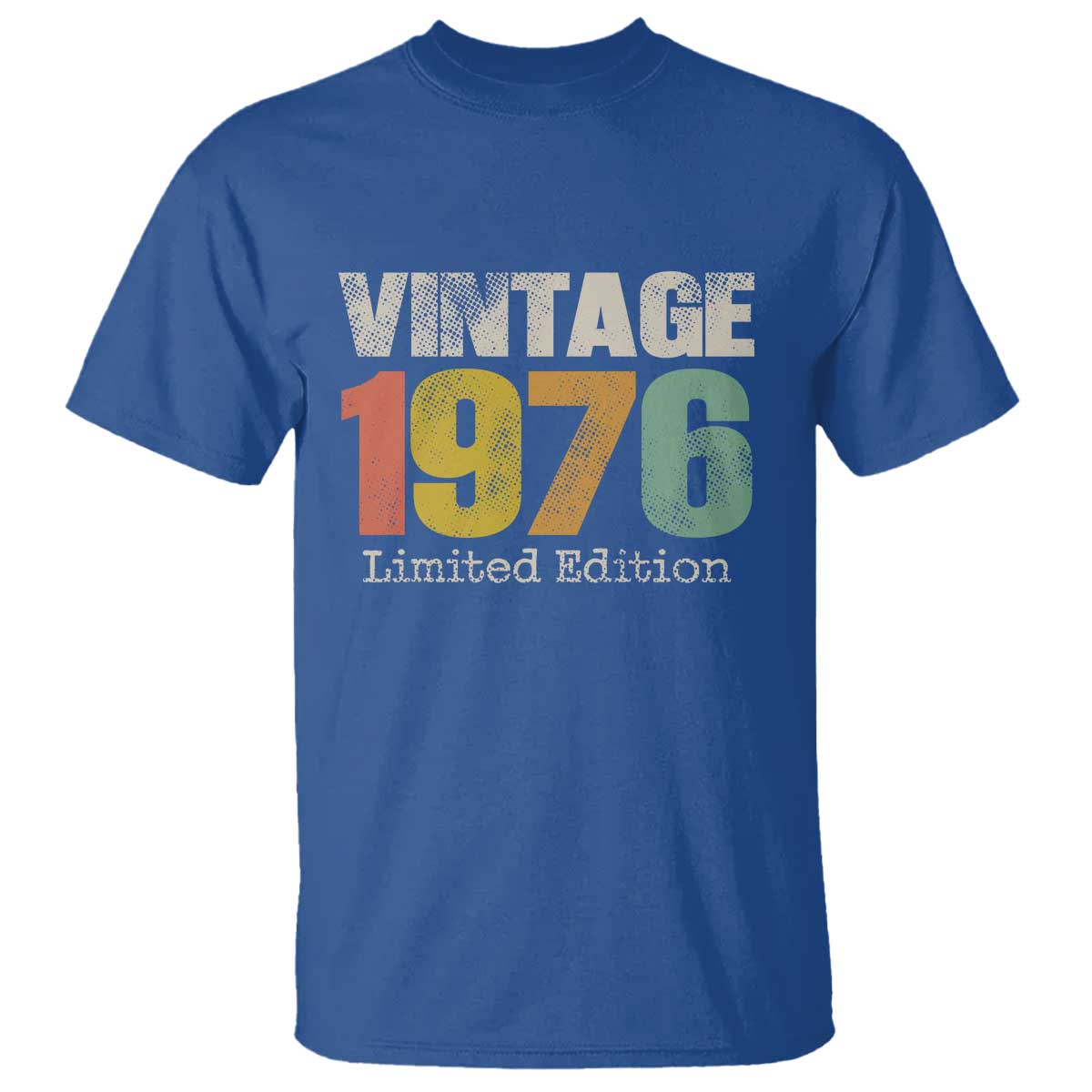 Vintage 1976 Limited Edition T Shirt Distressed Retro Typography 50th Birthday TS02 Royal Blue Print Your Wear