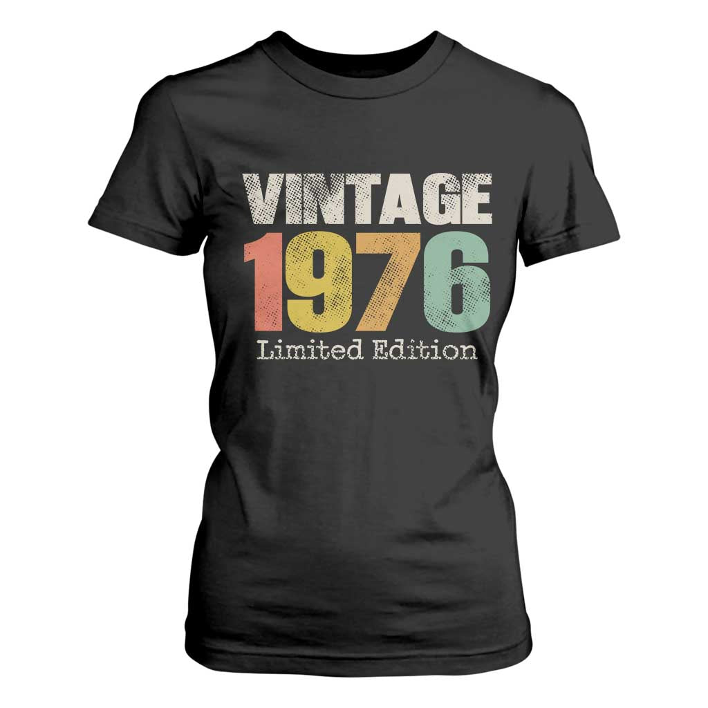 Vintage 1976 Limited Edition T Shirt For Women Distressed Retro Typography 50th Birthday TS02 Black Print Your Wear