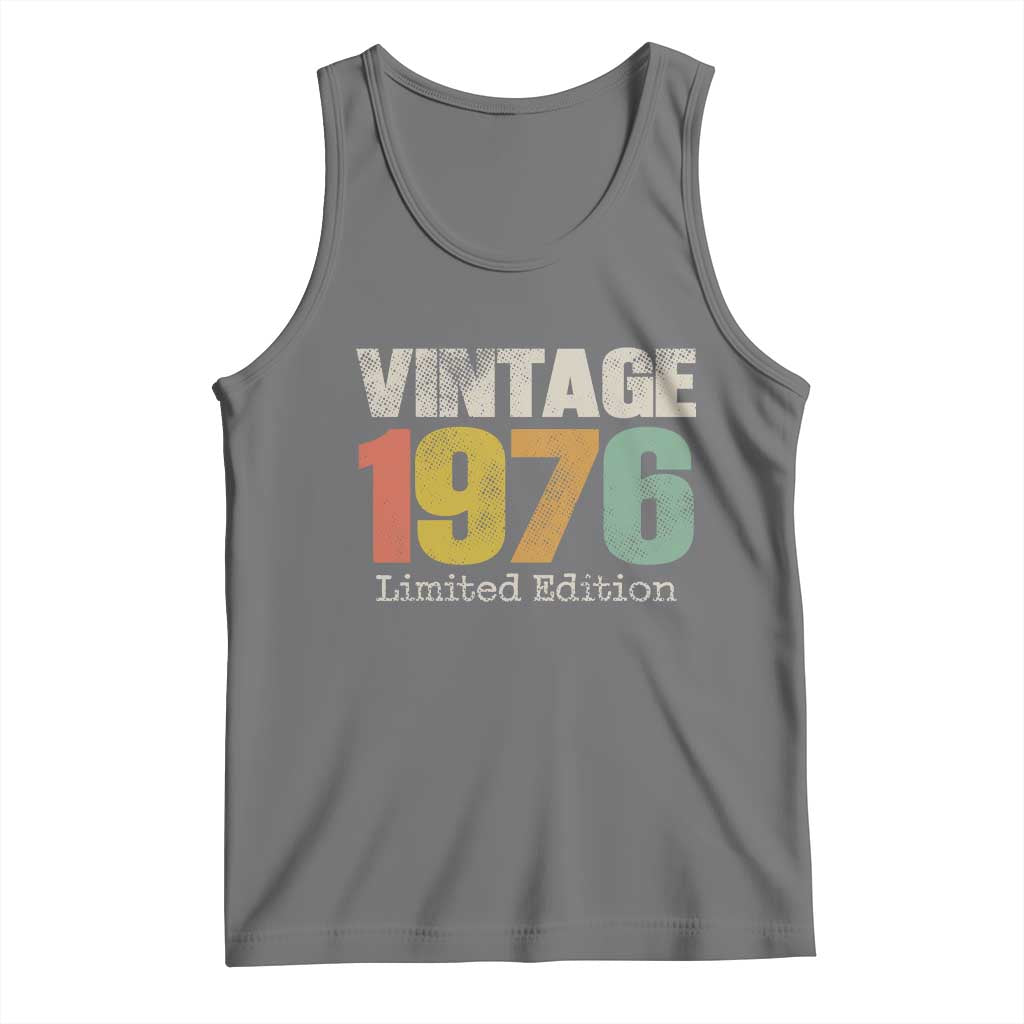 Vintage 1976 Limited Edition Tank Top Distressed Retro Typography 50th Birthday TS02 Black Heather Print Your Wear