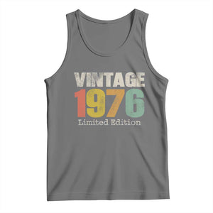 Vintage 1976 Limited Edition Tank Top Distressed Retro Typography 50th Birthday TS02 Black Heather Print Your Wear