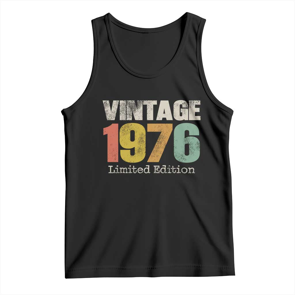 Vintage 1976 Limited Edition Tank Top Distressed Retro Typography 50th Birthday TS02 Black Print Your Wear