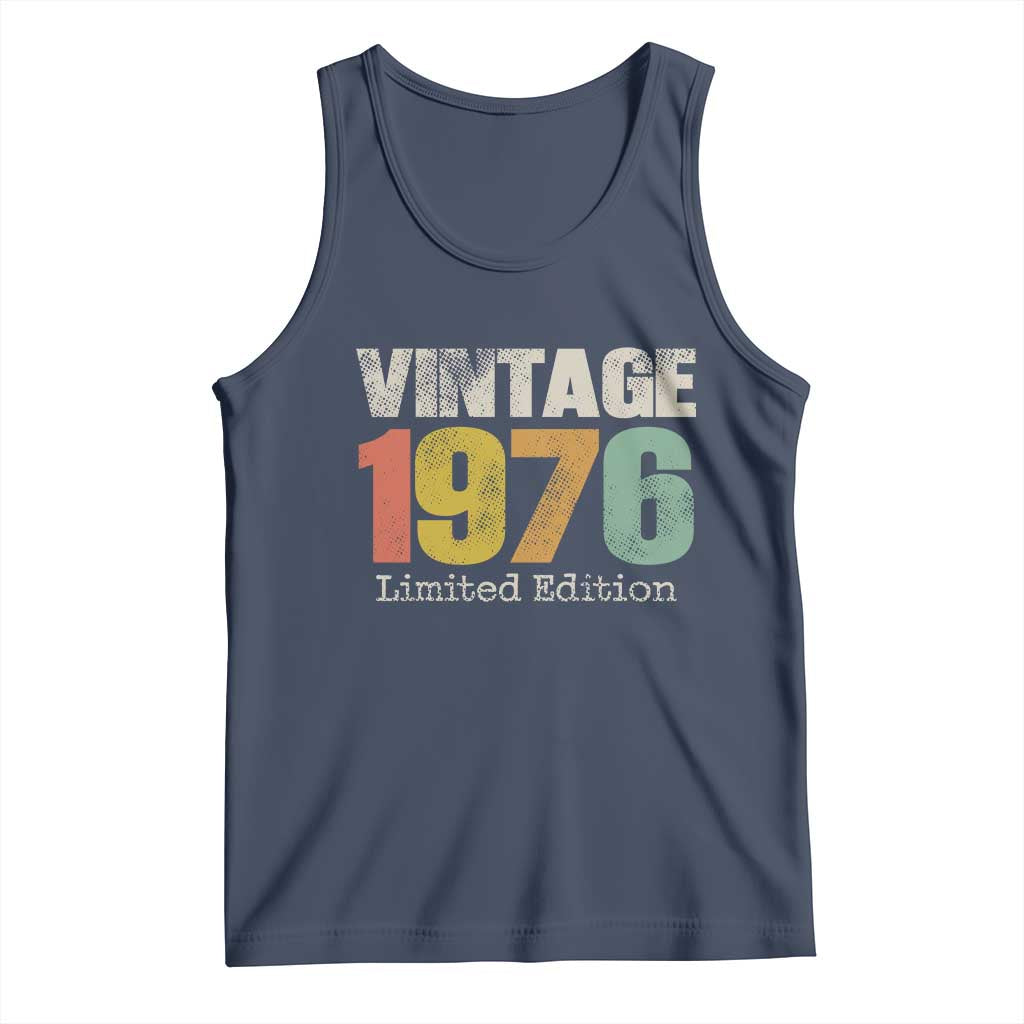 Vintage 1976 Limited Edition Tank Top Distressed Retro Typography 50th Birthday TS02 Navy Print Your Wear
