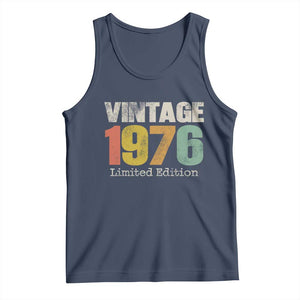 Vintage 1976 Limited Edition Tank Top Distressed Retro Typography 50th Birthday TS02 Navy Print Your Wear