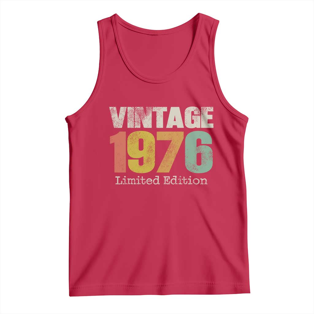 Vintage 1976 Limited Edition Tank Top Distressed Retro Typography 50th Birthday TS02 Red Print Your Wear