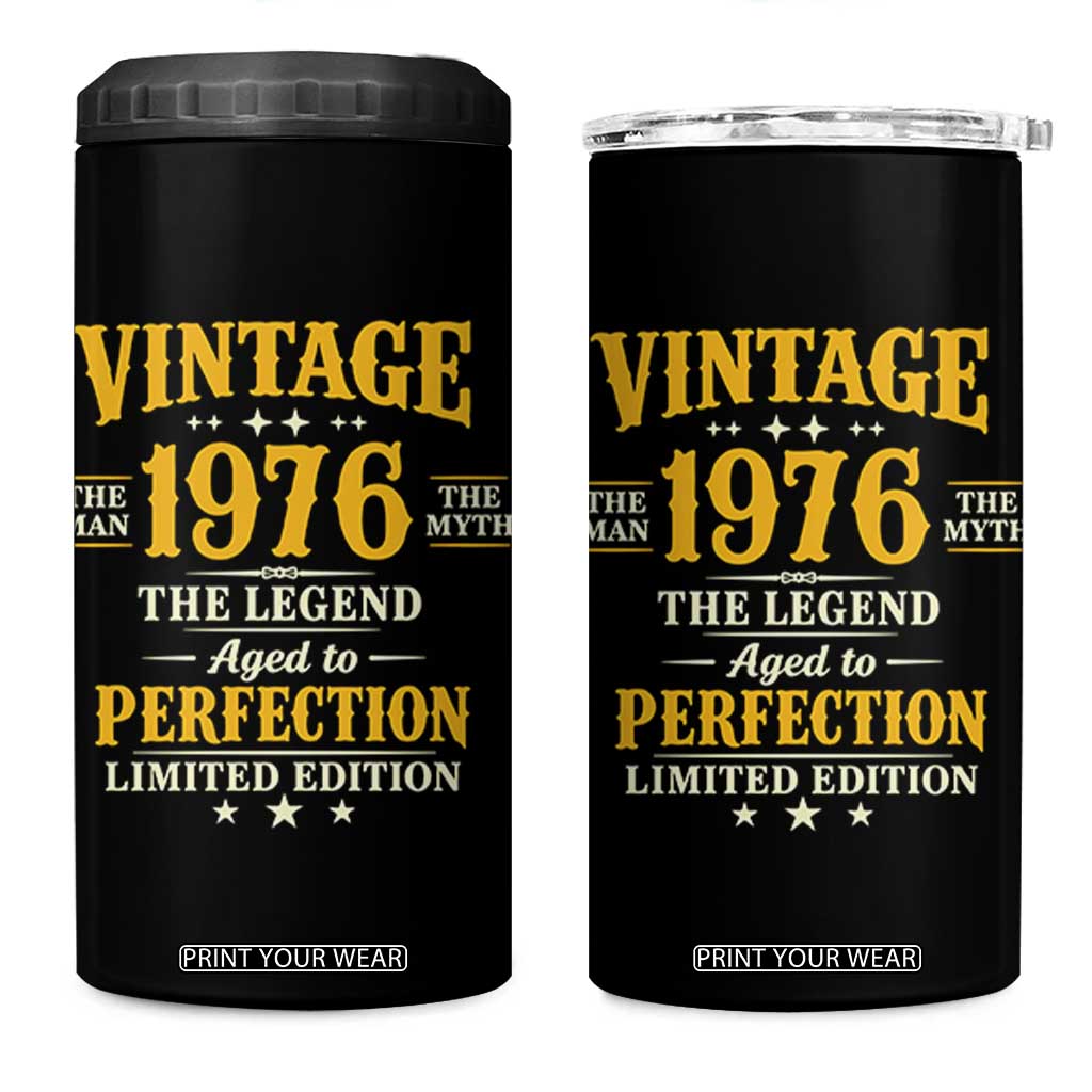 Vintage 1976 Aged to Perfection 4 in 1 Can Cooler Tumbler Limited Edition Retro 50th Birthday TS02 One Size: 16 oz Black Print Your Wear