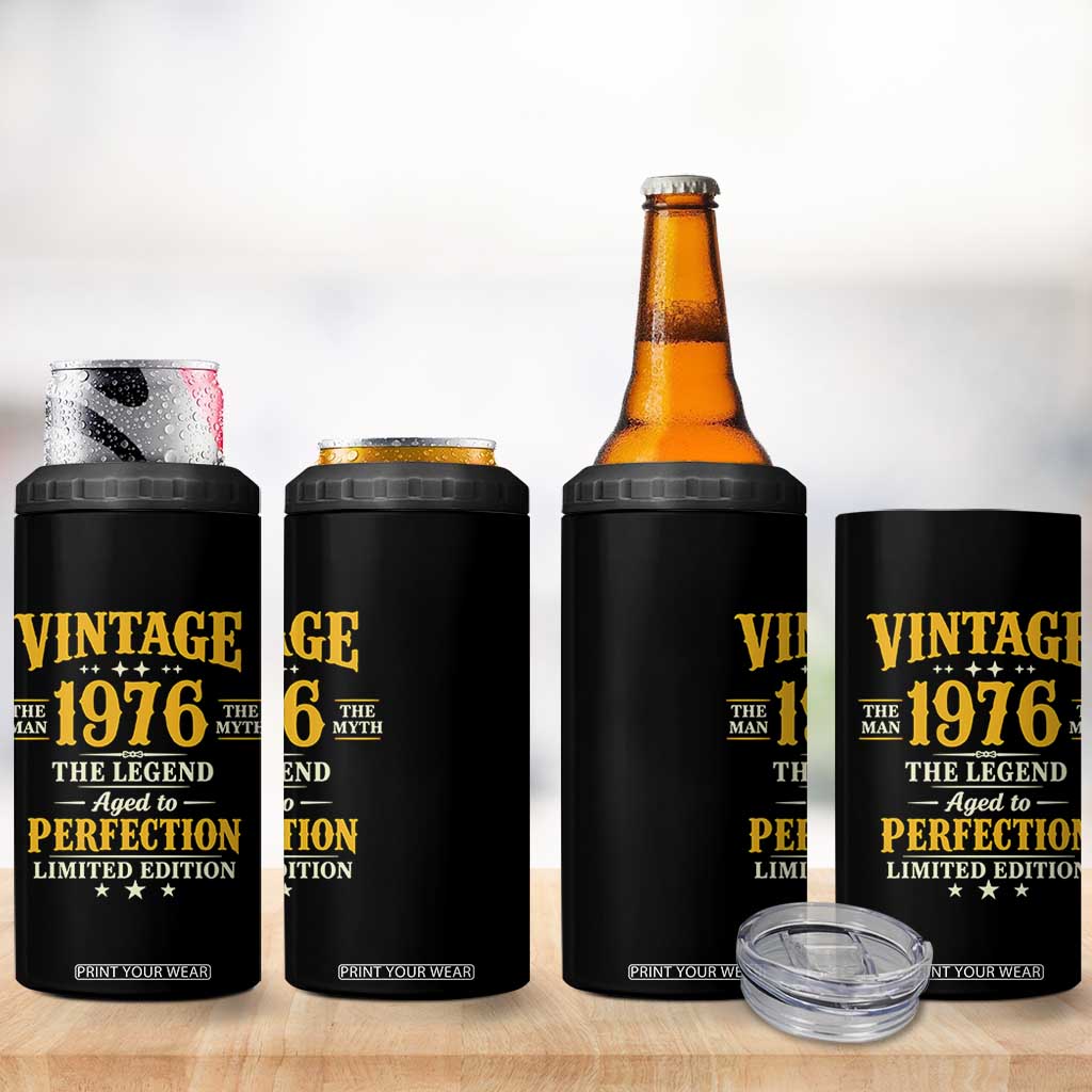 Vintage 1976 Aged to Perfection 4 in 1 Can Cooler Tumbler Limited Edition Retro 50th Birthday TS02 Print Your Wear