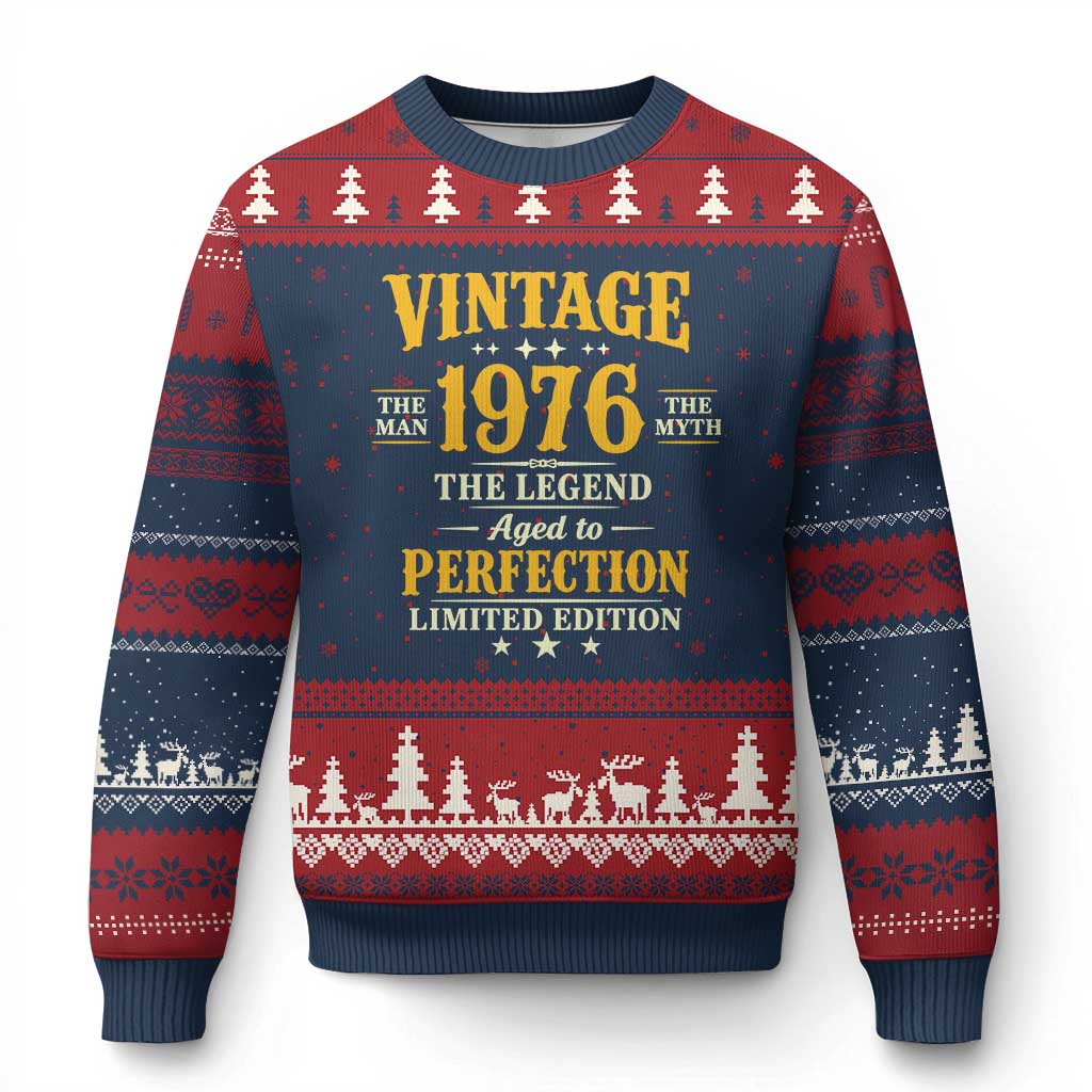 Vintage 1976 Aged to Perfection Ugly Christmas Sweater Limited Edition Retro 50th Birthday