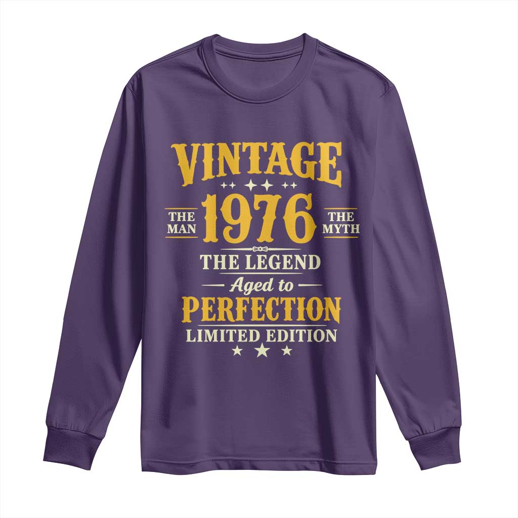 Vintage 1976 Aged to Perfection Long Sleeve Shirt Limited Edition Retro 50th Birthday TS02 Purple Print Your Wear