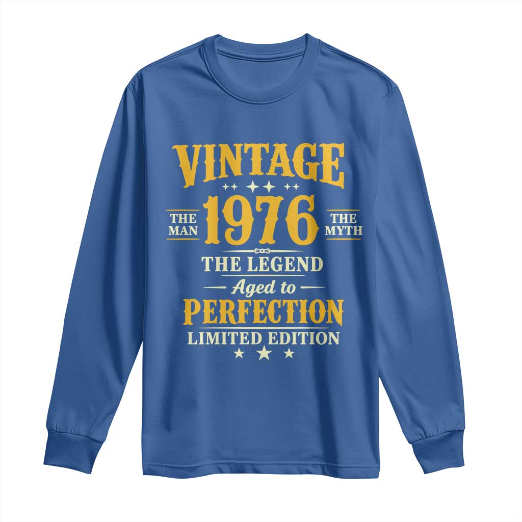 Vintage 1976 Aged to Perfection Long Sleeve Shirt Limited Edition Retro 50th Birthday TS02 Royal Blue Print Your Wear