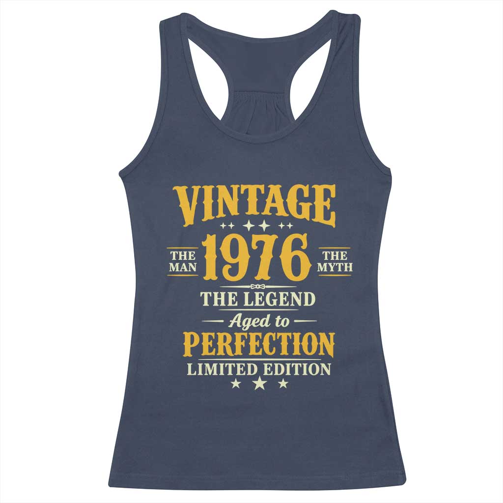 Vintage 1976 Aged to Perfection Racerback Tank Top Limited Edition Retro 50th Birthday TS02 Navy Print Your Wear