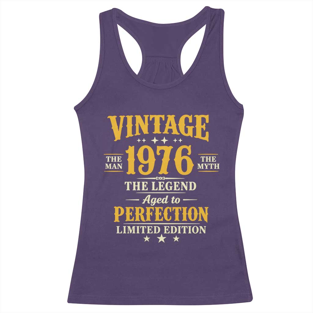 Vintage 1976 Aged to Perfection Racerback Tank Top Limited Edition Retro 50th Birthday TS02 Purple Print Your Wear