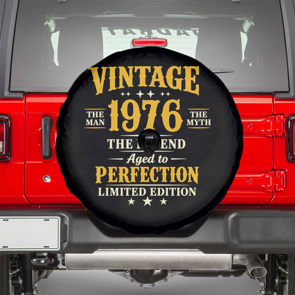 Vintage 1976 Aged to Perfection Spare Tire Cover Limited Edition Retro 50th Birthday TS02 Black Print Your Wear