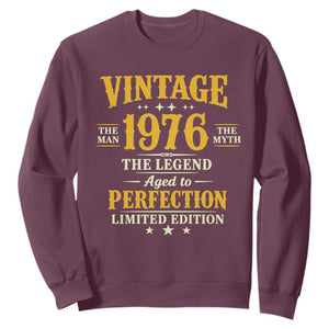 Vintage 1976 Aged to Perfection Sweatshirt Limited Edition Retro 50th Birthday TS02 Maroon Print Your Wear