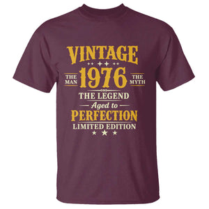 Vintage 1976 Aged to Perfection T Shirt Limited Edition Retro 50th Birthday TS02 Maroon Print Your Wear